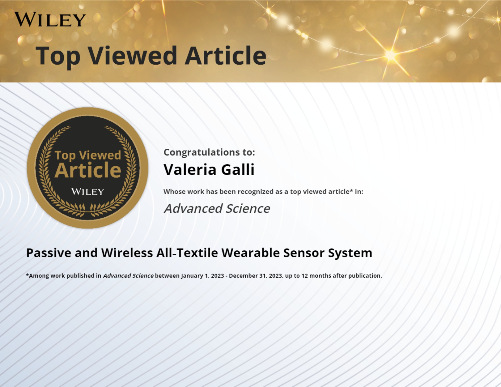 Certificate of Top viewed article